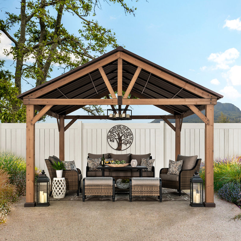 Sunjoy 14 Ft. W x 12 Ft. D Solid Wood Patio Gazebo & Reviews Wayfair.ca